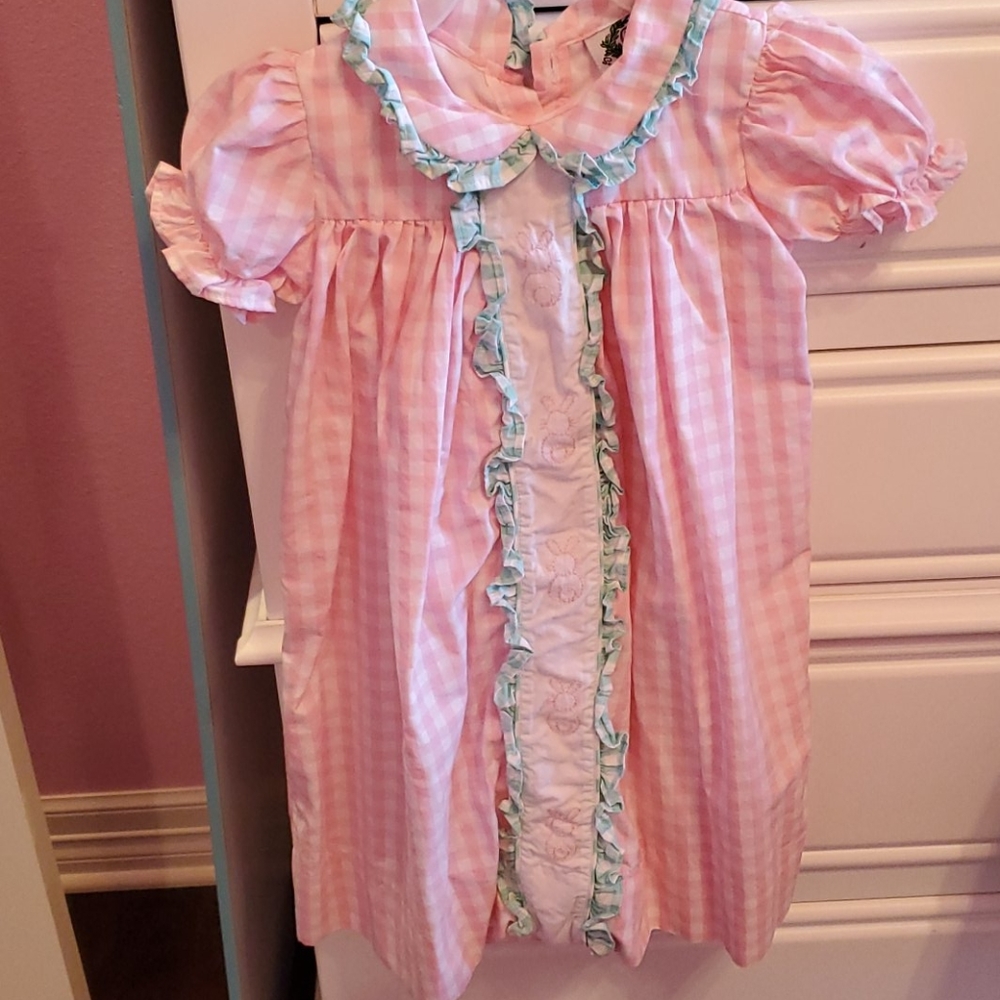 Girls Checkered Bunny Dress 5T